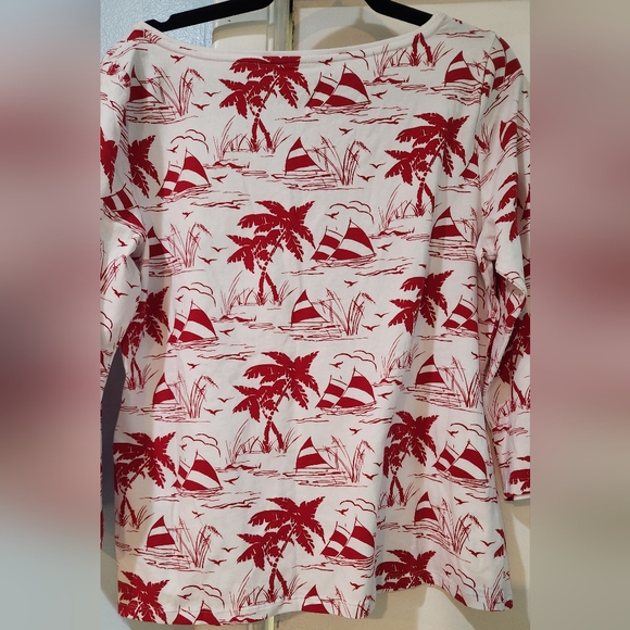Women's Talbots Red and White Shirt, Large - Picture 6 of 7